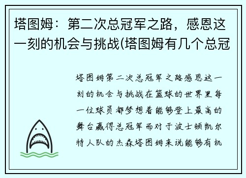塔图姆：第二次总冠军之路，感恩这一刻的机会与挑战(塔图姆有几个总冠军)
